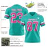 Custom Aqua Pink-White Authentic Football Jersey