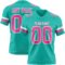 Custom Aqua Pink-White Authentic Football Jersey