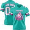 Custom Aqua White-Pink Authentic Football Jersey