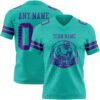 Custom Aqua Purple Authentic Football Jersey
