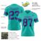 Aqua0315-2 Custom Aqua Purple Authentic Football Jersey