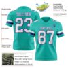 Custom Aqua White-Purple Authentic Football Jersey