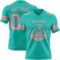 Aqua0317-1 Custom Aqua Medium Pink Authentic Football Jersey
