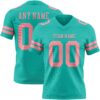 Custom Aqua Medium Pink Authentic Football Jersey