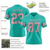 Custom Aqua Medium Pink Authentic Football Jersey