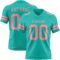 Aqua0317 Custom Aqua Medium Pink Authentic Football Jersey
