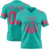 Custom Aqua Neon Pink Authentic Football Jersey