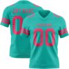 Custom Aqua Neon Pink Authentic Football Jersey