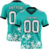 Custom Aqua White-Black 3D Pattern Splash Authentic Football Jersey