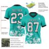 Custom Aqua White-Black 3D Pattern Splash Authentic Football Jersey