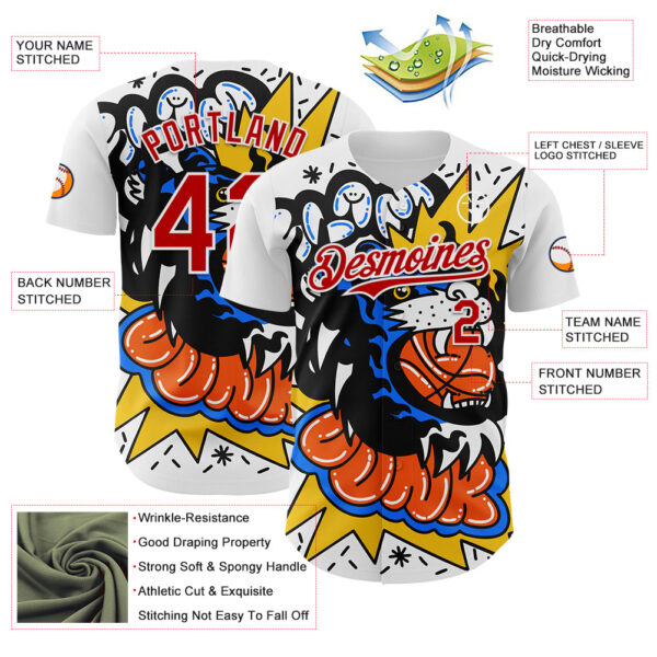 Custom White Red 3D Alexandra Ramirez Basketball Cat Street Art Authentic Baseball Jersey