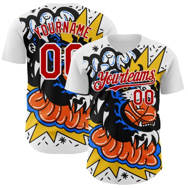 Custom White Red 3D Alexandra Ramirez Basketball Cat Street Art Authentic Baseball Jersey