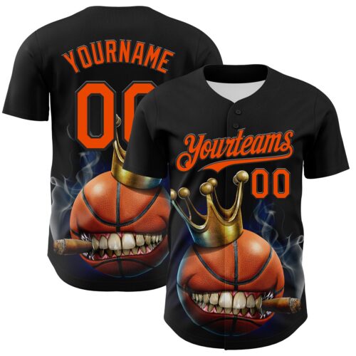 Custom Black Orange Tom Wood Cigar Basketball Authentic Baseball Jersey
