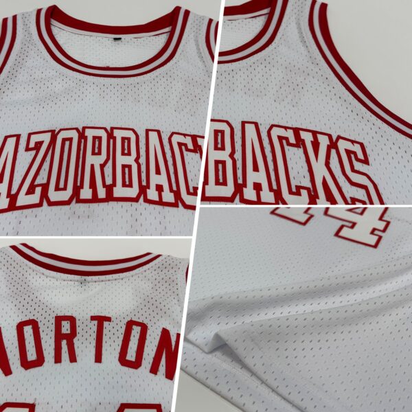 Custom White White-Red Authentic Throwback Basketball Jersey