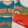 Custom Teal White-Orange Authentic Fade Fashion Basketball Jersey