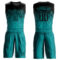 Custom Teal Black Round Neck Sublimation Basketball Suit Jersey