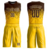 Custom Yellow Brown-Cream Round Neck Sublimation Basketball Suit Jersey