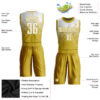 Custom Old Gold White Round Neck Sublimation Basketball Suit Jersey