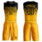 Custom Yellow Black Round Neck Sublimation Basketball Suit Jersey