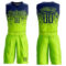 Custom Neon Green Navy Round Neck Sublimation Basketball Suit Jersey