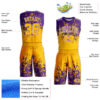 Custom Gold White-Purple Round Neck Sublimation Basketball Suit Jersey