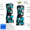 Custom Black Aqua-White Round Neck Sublimation Basketball Suit Jersey