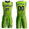 BSuit0043 Custom Neon Green Black-White Round Neck Sublimation Basketball Suit Jersey