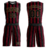 Custom Red Black-Old Gold Round Neck Sublimation Basketball Suit Jersey