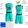 Custom Aqua Black-White Round Neck Sublimation Basketball Suit Jersey