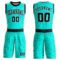 Custom Aqua Black-White Round Neck Sublimation Basketball Suit Jersey