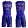BSuit0046 Custom Royal Purple-White Round Neck Sublimation Basketball Suit Jersey