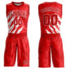 Custom Red White Round Neck Sublimation Basketball Suit Jersey