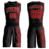 Custom Black Red-White Round Neck Sublimation Basketball Suit Jersey