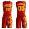 Custom Red Gold-White Round Neck Sublimation Basketball Suit Jersey