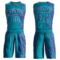 Custom Teal Purple-White Round Neck Sublimation Basketball Suit Jersey
