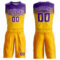 Custom Gold Purple-White Round Neck Sublimation Basketball Suit Jersey