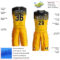 Custom Gold Black-White Round Neck Sublimation Basketball Suit Jersey