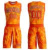 Custom Gold Orange Black-White Round Neck Sublimation Basketball Suit Jersey
