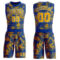 Custom Royal Gold-White Round Neck Sublimation Basketball Suit Jersey