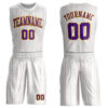 Custom White Purple-Gold Round Neck Sublimation Basketball Suit Jersey