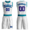 Custom White Purple-Teal Round Neck Sublimation Basketball Suit Jersey