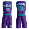 Custom Purple Teal-White Round Neck Sublimation Basketball Suit Jersey