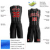 Custom Black Red-White Round Neck Sublimation Basketball Suit Jersey