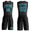 Custom Black Teal-White Round Neck Sublimation Basketball Suit Jersey