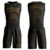 Custom Black Old Gold Round Neck Sublimation Basketball Suit Jersey