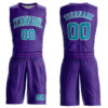 Custom Purple Teal-White Round Neck Sublimation Basketball Suit Jersey