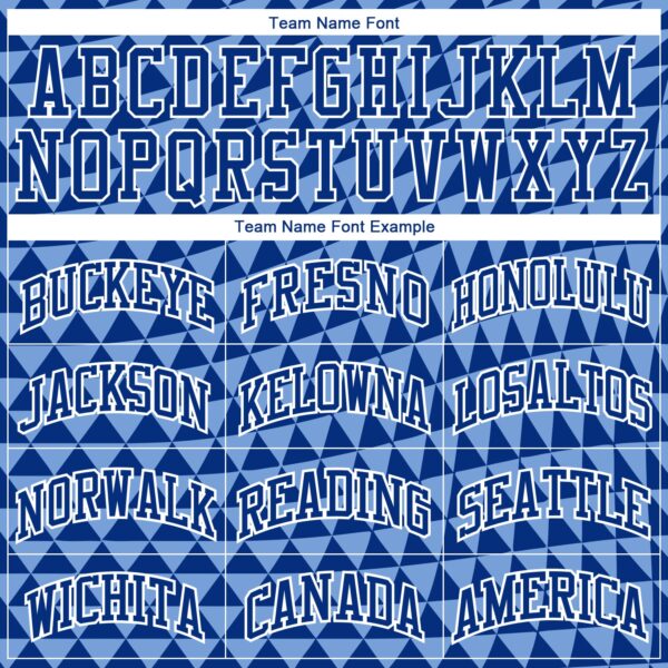Custom Light Blue Royal-White Triangle Shapes Round Neck Sublimation Basketball Suit Jersey