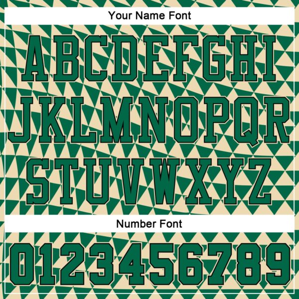 Custom Cream Kelly Green-Black Triangle Shapes Round Neck Sublimation Basketball Suit Jersey