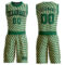 Custom Cream Kelly Green-Black Triangle Shapes Round Neck Sublimation Basketball Suit Jersey
