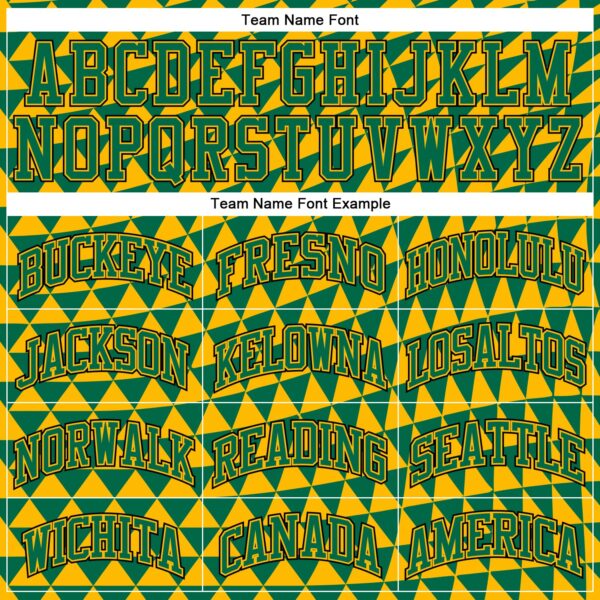 Custom Gold Kelly Green-Black Triangle Shapes Round Neck Sublimation Basketball Suit Jersey